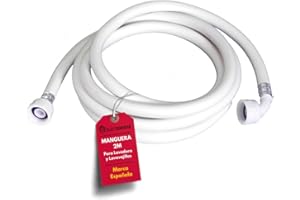 ELECTROHOGAR Toma Lavadora y Lavavajillas Color Blanco | Medidas desde 1,5M hasta 6M | Manguera Universal para Entrada de Agua | Rosca Estándar para Todas las Marcas | Fácil Instalación (2 m)