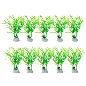 Saim Aquarium Landscaping Ornament Artificial Grass Aquatic Plant Green 10 Pcs