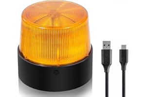 LE Sircut LE228 (Mini) — Amber USB Rechargeable LED Strobe Beacon | Selectable Rotation & Flash Modes | Strong Magnetic Base for Car • Truck • Emergency • Construction | Energy Class A++