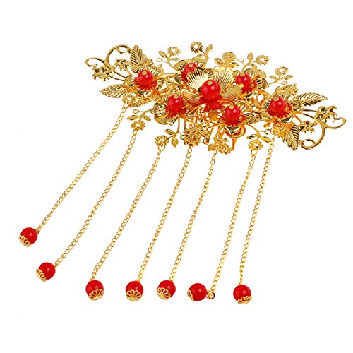 Tinksky Chinese Hair Comb Cheongsam Hair Accessory (Red)