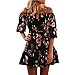 Produktbild kleid damen Kolylong ® Frauen V-Ausschnitt elegantes trägerloses bedrucktes Kleid Minikleid Sommer rückenfreies Kleid Partykleid Strandkleid Abendkleid Sommerkleid (M, Schwarz)