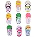Pinksee Baby Infant Grils 5 Pairs Cotton Animal Stripes Anti Slip Booties Socks 0-18 months
