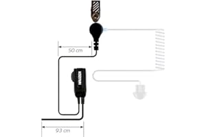 NAUZER Pin 39-K Micro-Auricular Tubular Profesional con PTT Especial para ambientes ruidosos, Uso Militar, Seguridad o Industrial para Kenwood TH: TH-D7, TH-D7A, TH-D7AG, TH-D7E, TH-F6, etc.