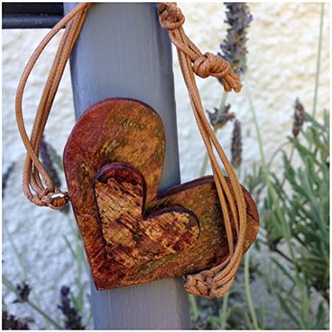 Double heart bracelet - adjustable band - recycled bark - anti-trafficking jewellery