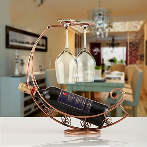 XYYN Creative plating 2 Wine Glass Shelf Goblet Stand Red Wine Bottle Holder - Golden , 001 , 32*12*35cm