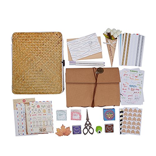 Fotoalbum mit 100 % handgefertigt Rattan Fotobuch Aufbewahrungsbox, DIY Jubiläum Hochzeit Fotoalbum mit DIY Zubehör-Kit - 2