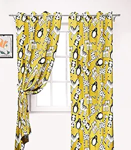 Ultimate Trends Premium Polyester Digital Printed Fancy Kids Room Grommet Curtains for Long Door, 10 feet, Pack of 2 Piece ,Lemon Yellow, (UTCR-1422_LF_A)