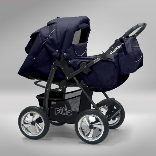 Akjax Piko 3-in-1 in 40 Colours Incl. Carry Cot and Sun Shade and Chrome wheels, Buggy, Pram, Buggy