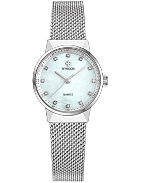 WWOOR Damen Elite Mesh Band Stahl Uhr Frauen Schale Sport Armbanduhr Silber-
