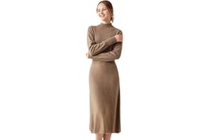 YTR6RTW Plus Longer Pure Goat Cashmere Knitted Dress Women Warm Ladies Jumpers
