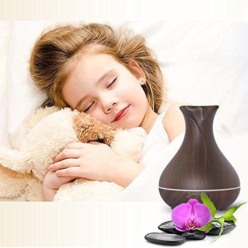 Aromaverteiler Annter Aromatherapie Verteiler Ultraschallkühler Nebel 400ml Holzmaserung AromatherapieätherischesÖlVerteiler 7-farbige LED-Lichter 10 Stundenanhaltend Luftbefeuchter mit automatischer Abschaltungmit 4 Timer fürzu Hause undim Büro - 4
