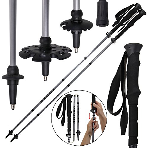 ALPIDEX Bastones de Trekking Vario Bastones Nordic Walking Plegables de Carbono Polo Plegable