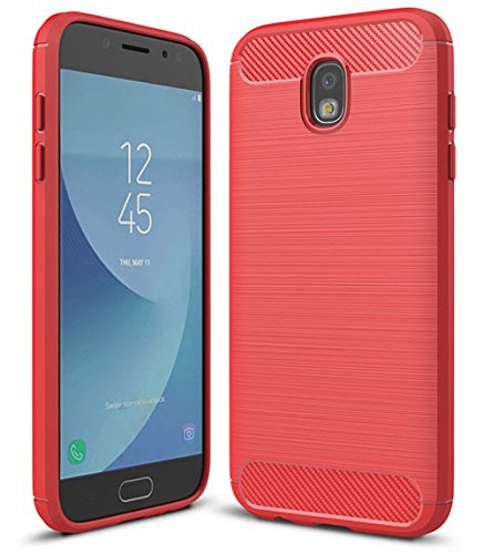 Funda Silicona Samsung Galaxy J5 2017   J530  DeepELE Colorido Suave Ultra Ligero Delgado Prueba Golpes Moda Cepillado Caso Trasera Protecci  n  Rojo