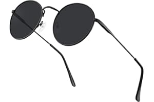 HENGOSEN Polarised Round Sunglasses Mens: Retro Circle Sunglasses for Men Women Metal Sun Glasses Hippie Travelling Driving