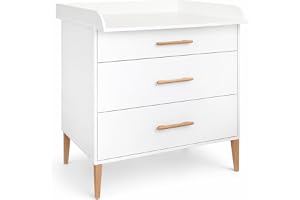 ATB - Vit byrå med avtagbar skötbord - MDF av hög kvalitet - Tyst lådor - Barnmöbler - Barnrumsinredning - Modern design - Må