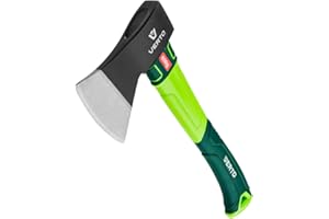 VERTO Hache professionnelle 860 g, tête 600 g, manche en fibre de verre, hache universelle, hache en bois, hache à diviser, hache à main, hache forestière verte