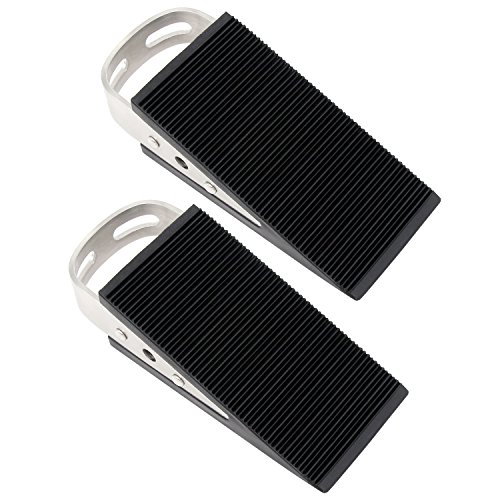 Xcellent Global Gummi Türstopper Keil Mit Rutschfeste Gummibasis Edelstahl Griff 2er Pack, Schwarz HG164 - 5