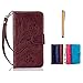 Produktbild iPhone SE Hülle iPhone 5 5S Hülle, MUTOUREN Handyhülle iPhone SE 5 5S Schutzhülle Book Style Wallet Case Cover Tasche mit Mischfarben Kartenfach Standfunktion Magnetlasche + Bleistift Touch, Pfau Blumen Braun