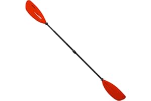 CONWY KAYAK 230cm Asymmetrical Lightweight Red Fibreglass Kayak Paddle Adjustable Floating Two Piece Canoe Boat Raft