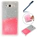 Produktbild Galaxy J7 2016 Hülle, Galaxy J7 2016 Schutzhülle, Ysimee Kreative TPU Silikonhülle Farbverlauf Schutzhülle Weich Cover Schutzhülle Cover Protector von Scratch,Abstößt,Staub für Samsung Galaxy J7 2016 Stoßfest Gummi Bumper Cover Shell Haut Sparkle Shine Case Soft Gel Silikonhülle + 1 x Blau Stylus Pen, Rosa