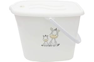 BUYONLINEFORBABY Baby Nappy Changing Dispose Diapers Laundry Waste Bin Storage Container with Lid Bathtub Water Bucket 12L (Zebra White)