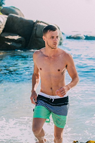 GUGGEN MOUNTAIN Herren Badeshorts Beachshorts Boardshorts Badehose gestreift *High Quality Print* - 3