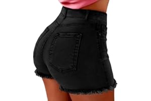 ANGEL ZYJ Pantalones Cortos Mujer Verano Vaqueros Cintura Alta Short Calientes Elasticidad Jeans con Bolsillos