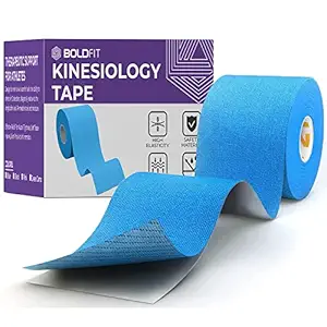 Boldfit Kinesiology Tape for Physiotherapy Kinesio Tape for Sports Injury Pain Relief Muscle Tape for Shoulder, Wings, Arms, Ankle K Taping Waterproof Athletic Tape for Pain Support -2 Inch Blue