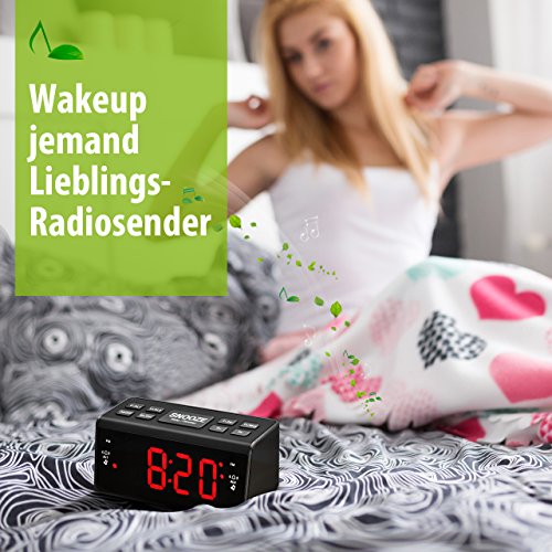 Radiowecker, HoLife FM/AM Uhrenradio Digitales Uhren-Radio LED Wecker Dual-Wecker Schlummerfunktion(UKW-Radio, Dual-Alarm, Dimmbar, Snooze, Batterie-Backup, Schwarz) - 5