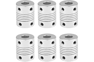 YLINWTECH 6 Piezas Acoplamientos Flexibles,Acoplamiento de la Aleación de Aluminio,Acoplador del Motor de Pasos,5 mm a 8 mm,Acoplamiento de la Aleación,para la Máquina del la Impresora 3D(Plateado)