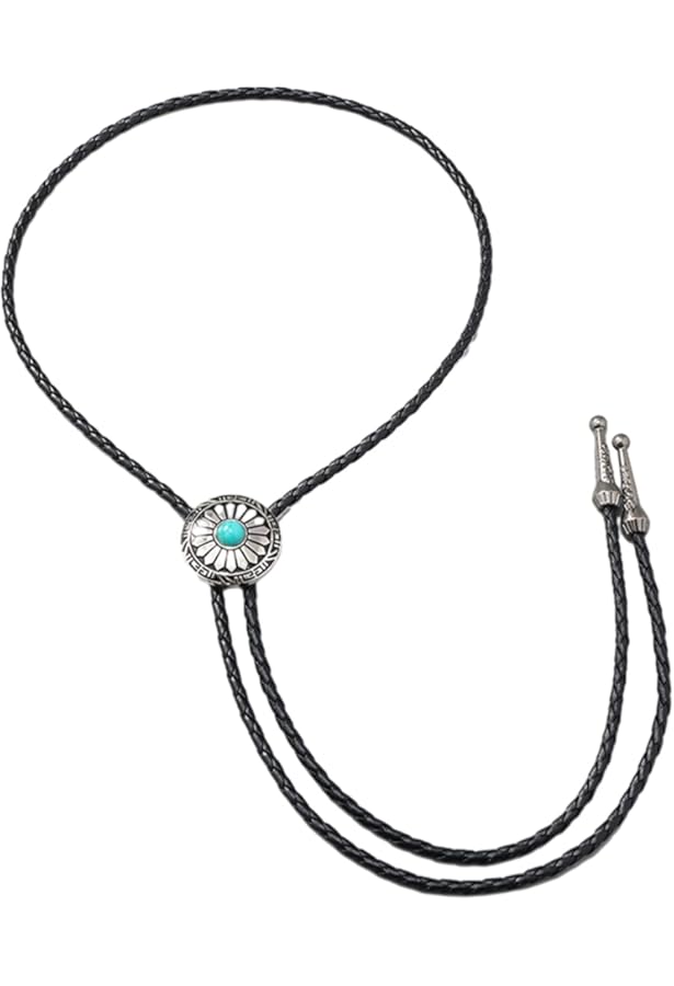 Cravate Bolo Western - Collier Réglable Avec Pendentif Fleur Solaire Rouge - Style Cowboy/cowgirl, Vintage - Pour Hommes Et Femmes