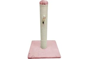SWR Rascador Poste para Gatos con Bola Colgante, Afilador uñas para Gatos,Sisal Natural,Base 40x40,Altura 62cm.Color Rosa