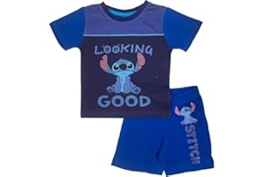 arlis Ensemble T-Shirt Stitch avec Short Stitch Disney l'image est imprimée à l'avant Col Rond. Matière: 100% Coton