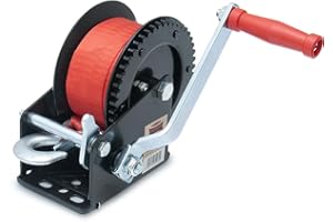 Dragon Winch Cabrestante manual 2500 lbs / 1133 kg con gancho y correa de manivela 10m para embarcaciones pequeñas, motos, vehículos y talleres | Torno manual de una velocidad