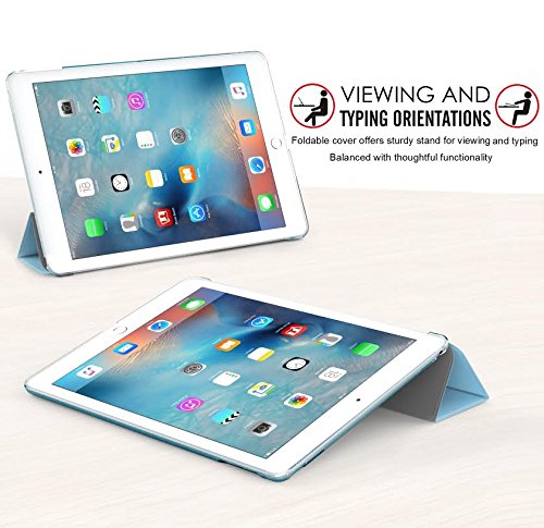 Hülle Case für iPad 2 / 3 / 4 (9,7 Inch) ultra dünn leicht Cover smart shell Schutzhülle durchsichtige Rückseite slim fit mit Aufsteller / Stand und magnetischer aufwach/schlaf Funktion Hellblau MMOBIEL - 3
