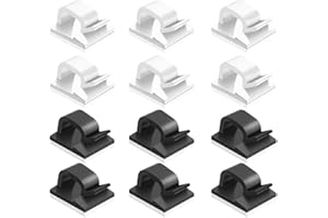 FineGood 60 sztuk samoprzylepnych klipsów kablowych, uchwyt na kabel z tworzywa sztucznego, uchwyt na kabel do domowego biura – czarny, biały