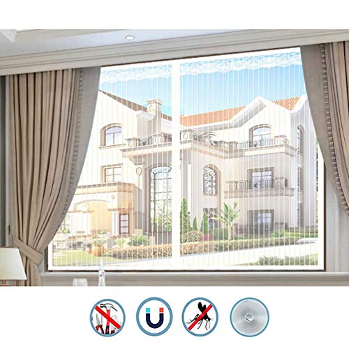 Preisvergleich Produktbild LISIANG Insektenschutzgitter Fenster Magnet, Fliegengitter Weiß Mit Klettverschluss Verschiedenen Größen Ohne Bohren Leichte Abnahme Und Anbringung Moskitoschutz,White,80x50cm(31x20in)