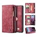 Produktbild CaseMe Leder Huawei P20 Pro hülle, Echt Leder Handytasche Flip Cover für Huawei P20 Pro Geldbörse mit Reißverschluss großes Fach, Ständer, 13 x Kreditkarte Slots und Bilderrahmen (P20 Pro, rot)