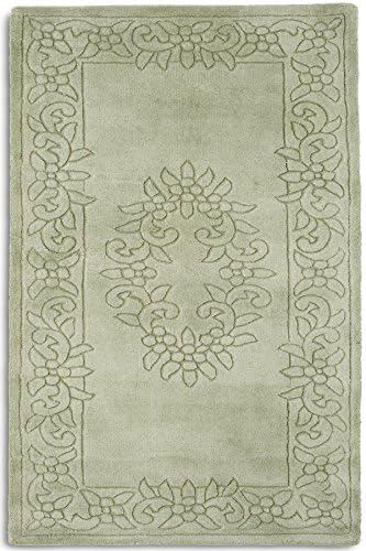 Traditional-Persian/Oriental Medallion Design Green Rug, Hand-Tufted from 100% Wool, Rectangle 120 x 180 cm (4' x 6')