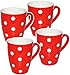 Produktbild alles-meine.de GmbH 4 Stück _ Kaffeetassen / Henkeltassen -  Punkte - ROT & weiß  - groß - 300 ml - Keramik / Porzellan - Teetasse - Mikrowellengeeignet - Trinktasse mit Henkel..