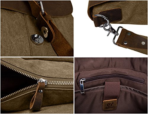 ECOSUSI Vintage Canvas Leder Aktentasche Umhängetasche Passt für max 14.7″ laptop - 6