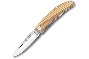 Joker Navaja de Bolsillo Setter NO112, Bloqueo de pistón, con cachas en Madera de Olivo, Hoja MOVA de 6,5 cm, Herramienta de Pesca, Caza, Camping y Senderismo