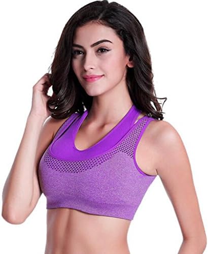 OverDose Women Sportswear Quick Dry Push Up Gym Yoga Workout Bra Running Padded Fitness Tops Vest (10, Purple)