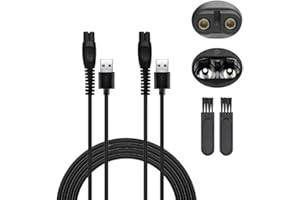 AZLANWAY 5V USB Cable Chargeur pour Philips One Blade QP1924 QP2734 QP2724 QP2824 QP2834 S3243 MG5910 360 Series 2400 QP1424 X3001 MG5910 MG7910 2PCS Remplacement USB Cordon d'alimentation pour Rasoir Phillips
