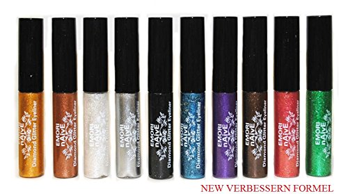 Diamant-Glitter & Shimmer Style 10 Stück Liquid Eyeliner Lidschatten Color Set + Mikrofaser-Beutel-Beutel