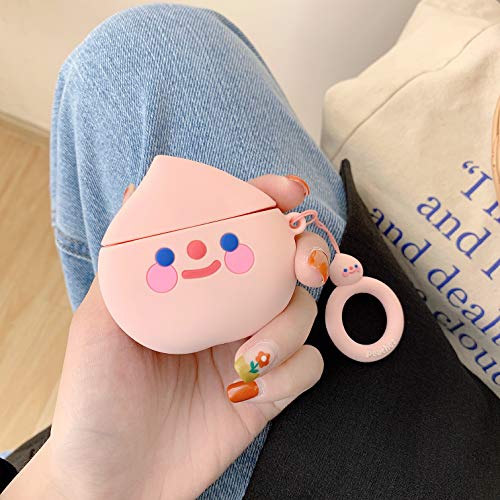SevenPanda for Fruits Airpods 2&1 Case, Couverture Molle Airpod Silicone Dessin Animé Drôle 3D, Porte-clés Kawaii Fun Cool Catalyst, Etuis à Mousqueton pour Filles Enfants Ados Garçons Airs (Pêche)