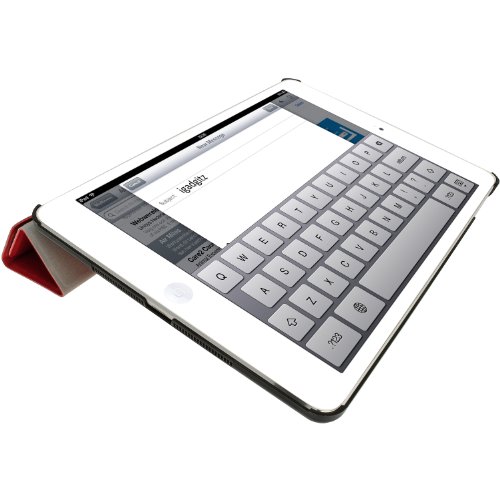 igadgitz Rot PU Ledertasche Hülle Smart Cover für Apple iPad Air 2013 Mit Multi-Winkel Betrachtungs-stand + Auto Sleep/Wake + Displayschutzfolie - 5