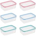 Invero Set of 6 Food Storage Clip Lock Container 450ml with Steam Vent Lids - Leakproof, Microwave, Freezer and Dishwasher Safe - Ideal for Lunches, Salads, Cakes, Dinners and more