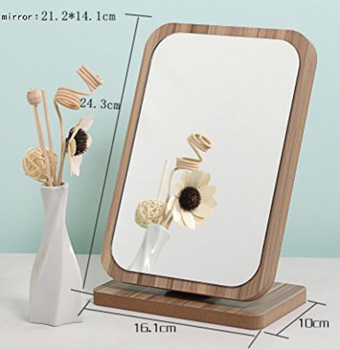 Wood Square Desktop Single-sided fold Vanity mirror , 4