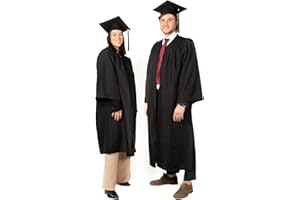 Skémata Toga da Laurea Unisex in Microfibra Leggera con Tocco Laurea e Nappina Inclusi, Adatta a Tutte le Stagioni, Made in Italy, Aperta sul Davanti | Guida Taglia Facile Uomo/Donna, Nera